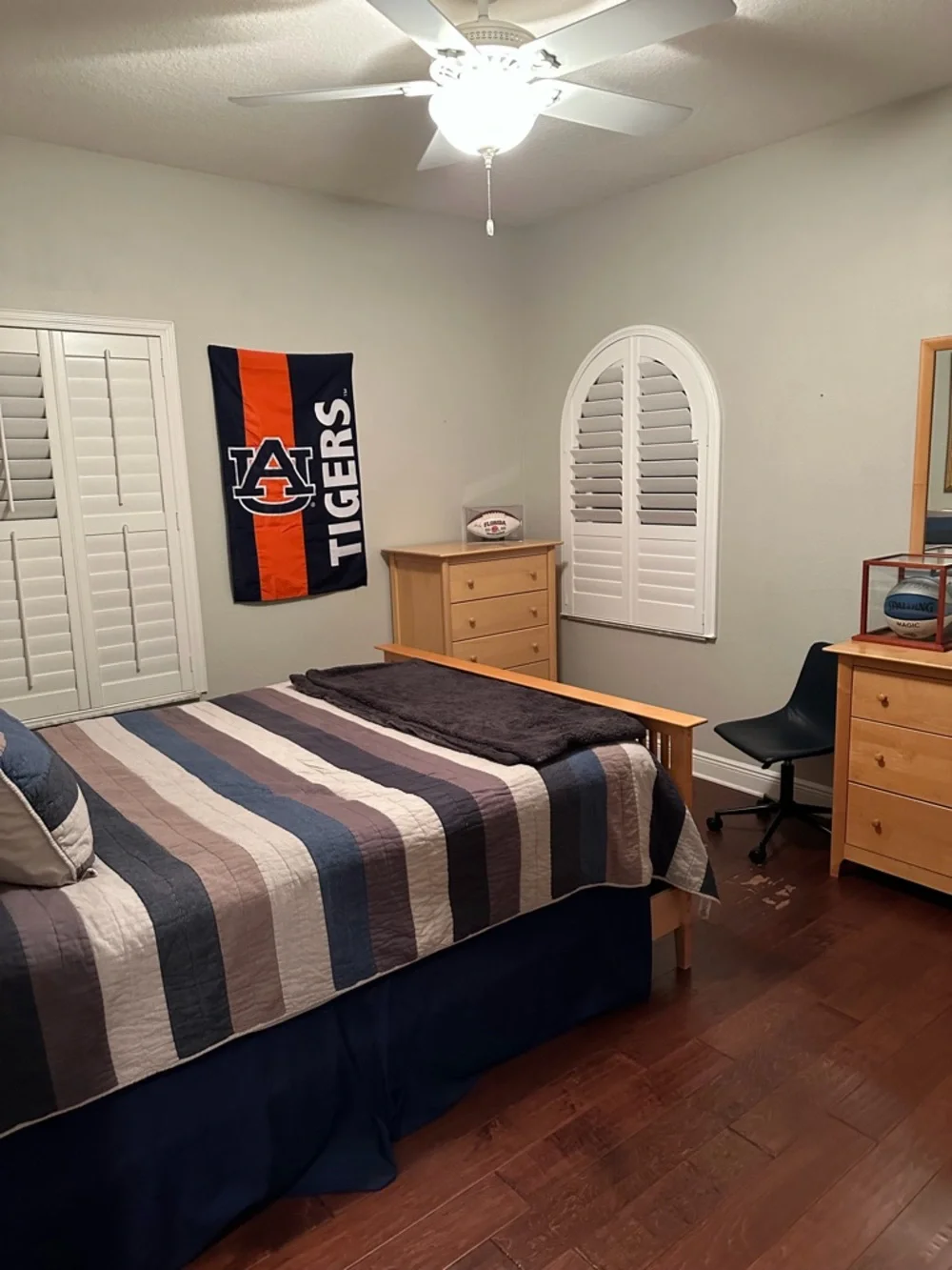 Pottery Barn Teen Navy and Beige Striped Quilted Coverlet Set